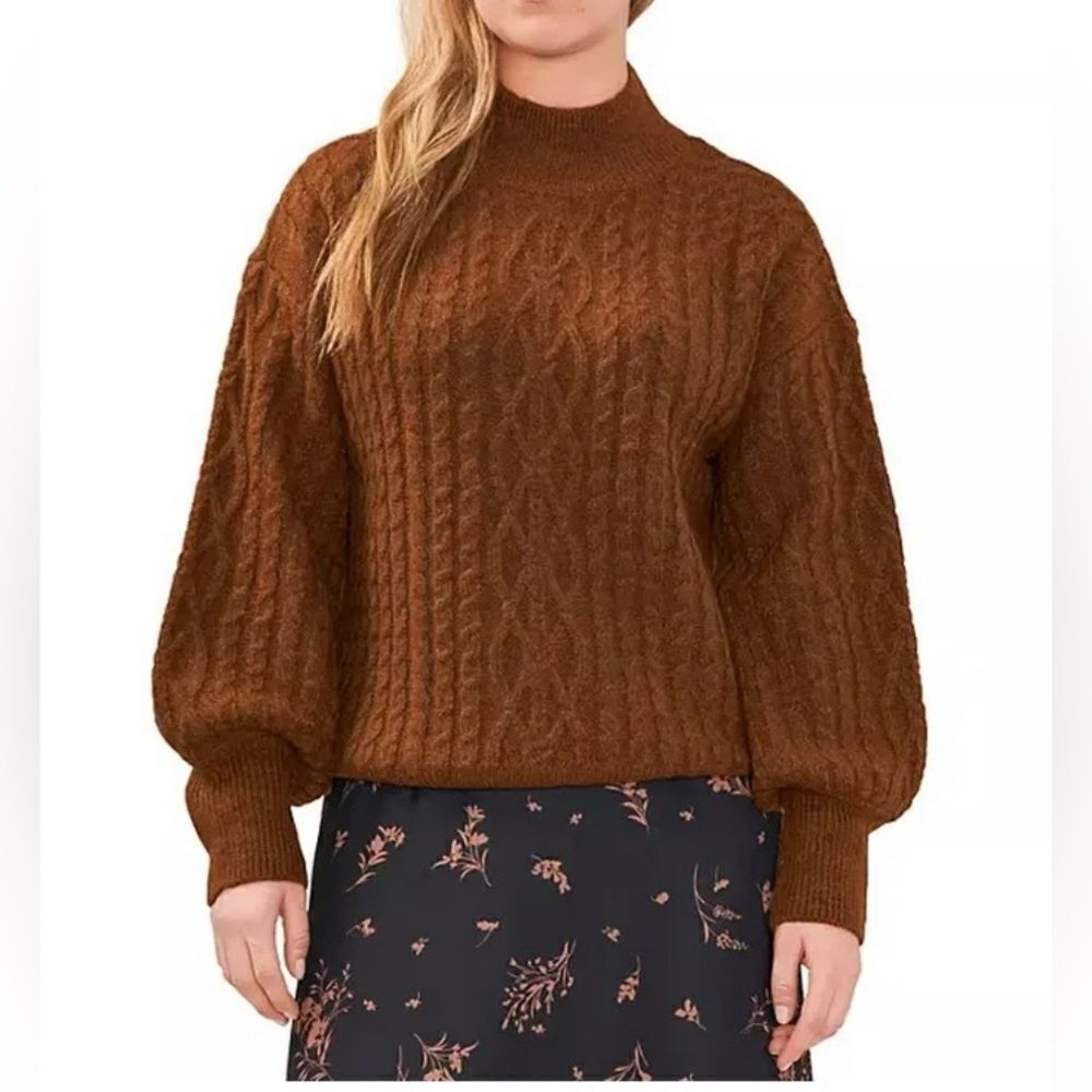 Vince Camuto Women's Mock Neck Cable Knit Pullover Sweater Relaxed Fit Sz S NWT